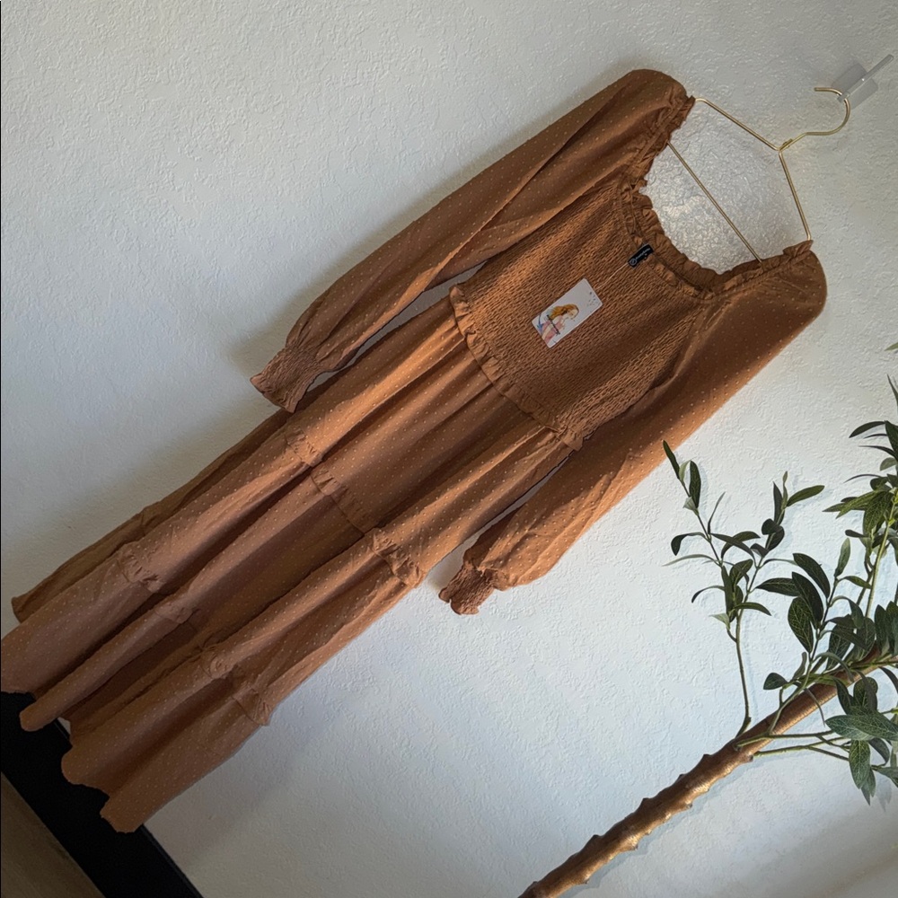 Pretty garden khaki Maxi Dress with pockets - Picture 5 of 7